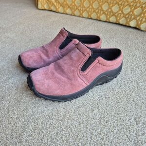LL Bean Women's Dark Rose Pink Leather Slip-On Shoes Size 7.5M